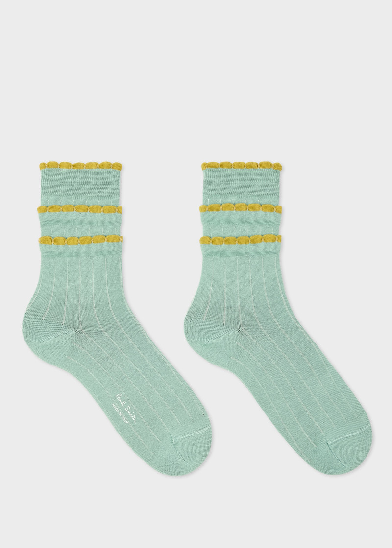 Paul Smith Women's Duck Egg Blue Ruffle Socks outlook