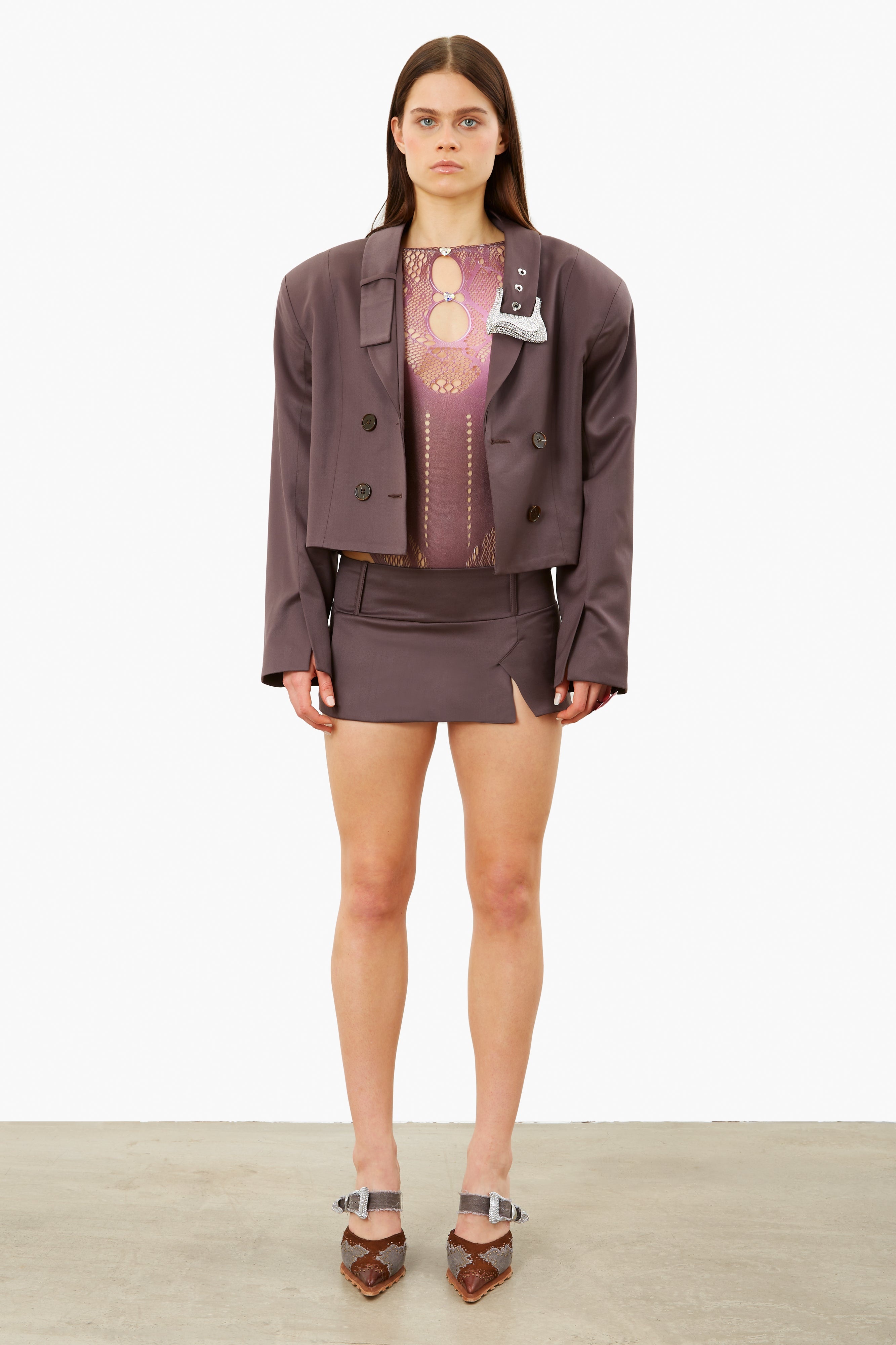 SUZAN CROPPED BLAZER TOBACCO - 3