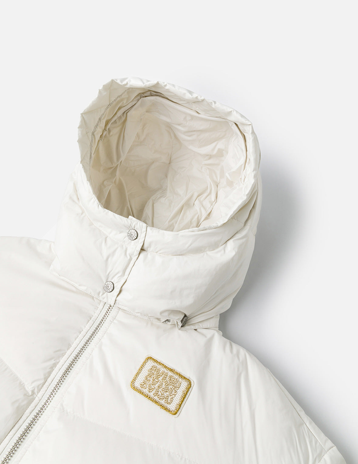 Gold-Thread Cat Appliqué Fashion Fit Down Jacket with Detachable Hood - 5