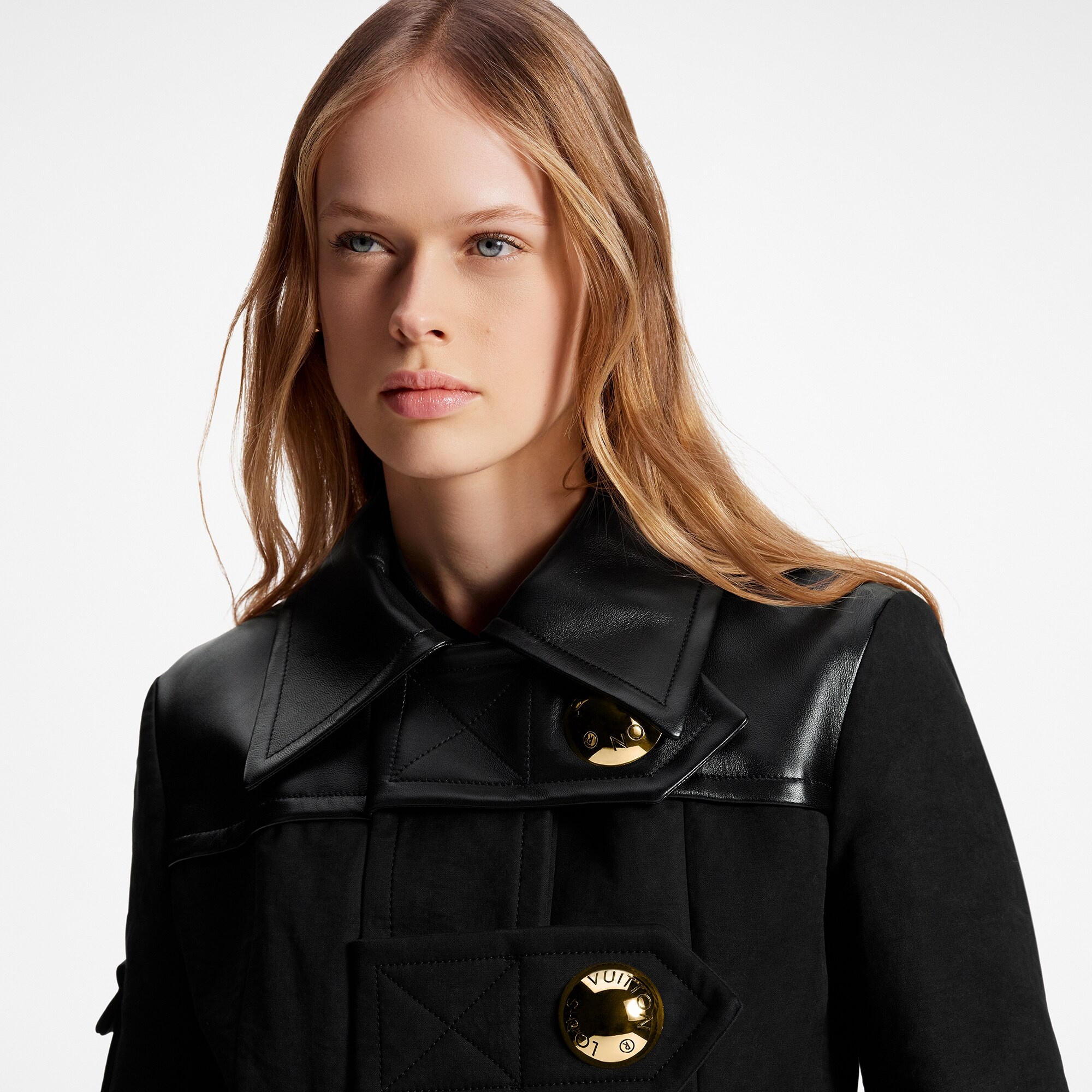 Leather Accent Snap Button Coat - 4