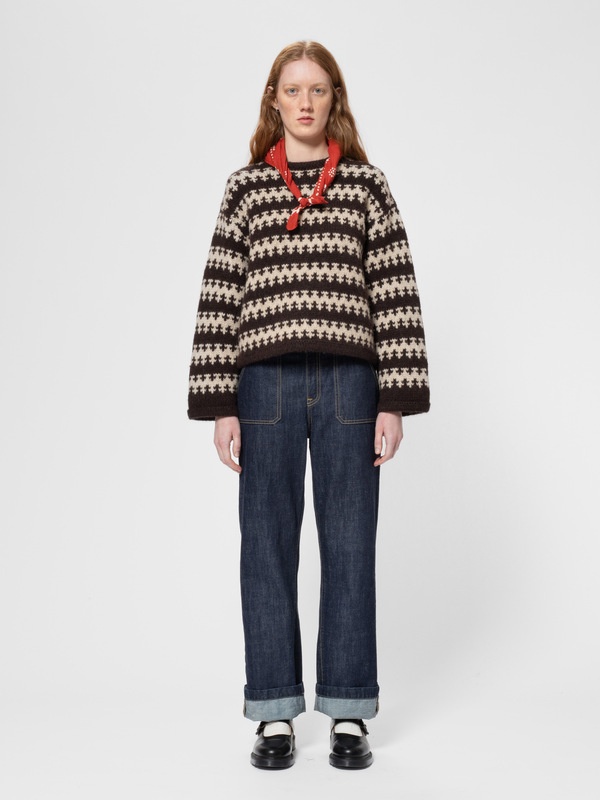 Gerd Fair Isle Alpaca Knit Brown/Beige - 2