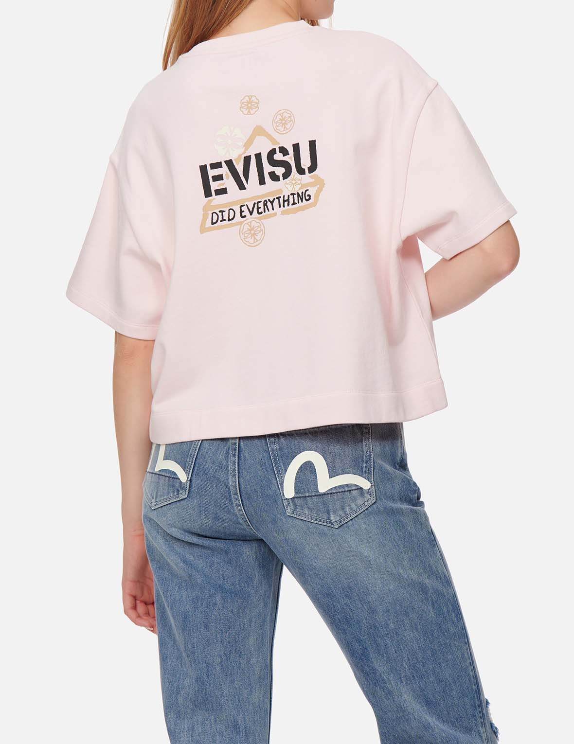 KAMON AND LOGO PRINT DROP-SHOULDER CROPPED SWEATSHIRT - 3