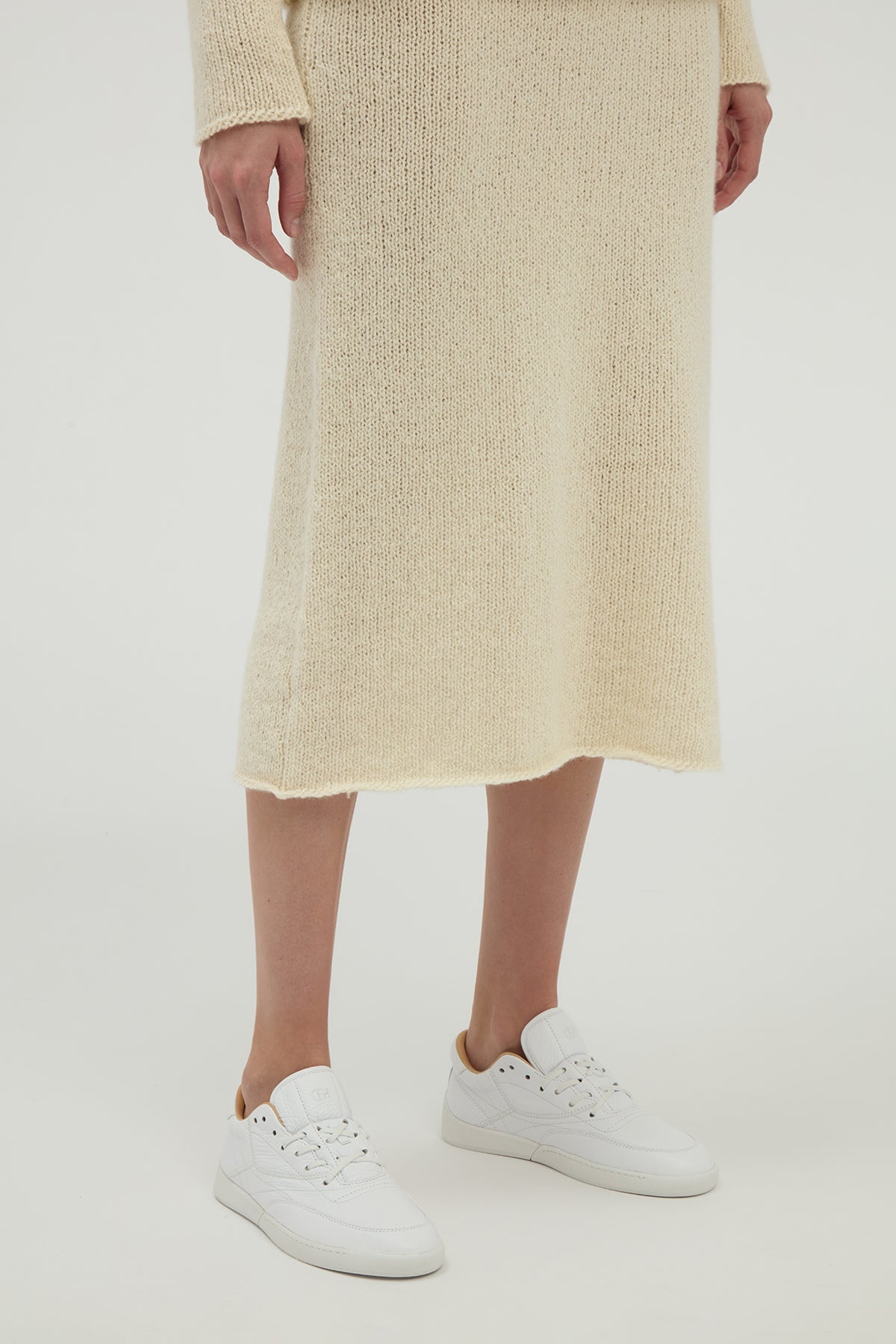 Dorcas Knit Midi Skirt in Ivory Cashmere - 5