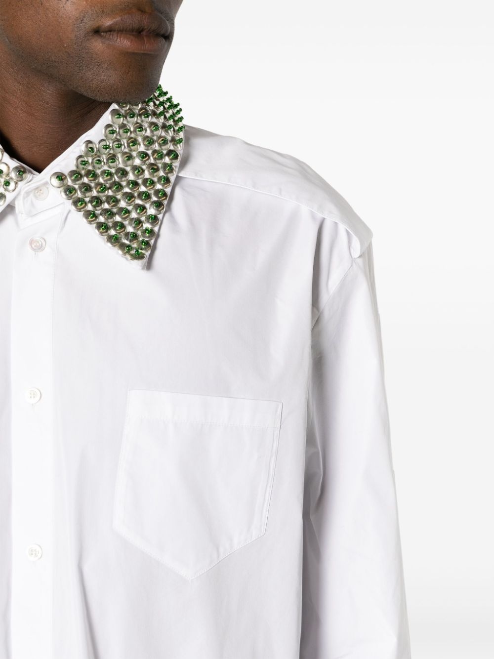 crysttal-embellished long-sleeve shirt - 5