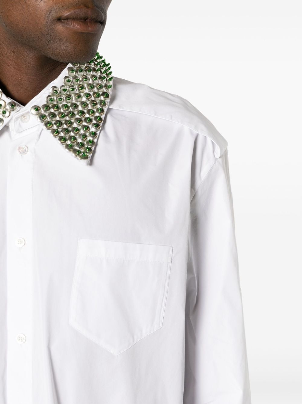 NAMACHEKO crysttal-embellished long-sleeve shirt | REVERSIBLE