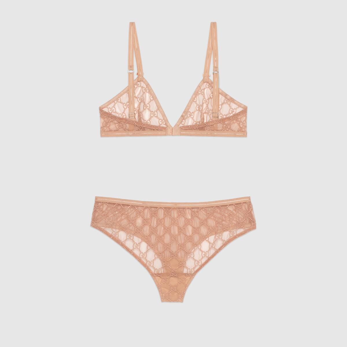 Gucci Gg Logo Sheer-lace Lingerie Set