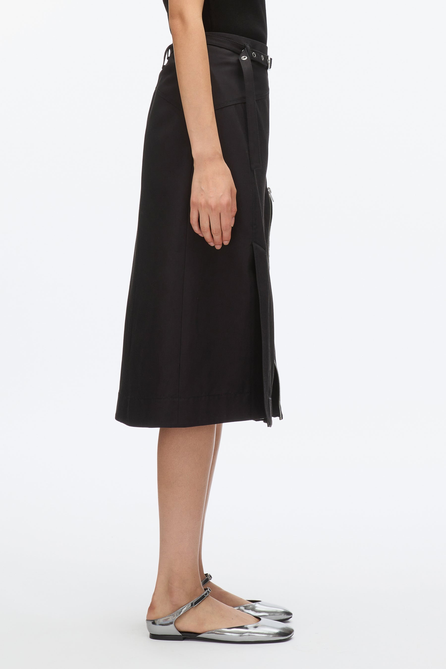 Utility Skirt with Zip Chiffon Godet - 3
