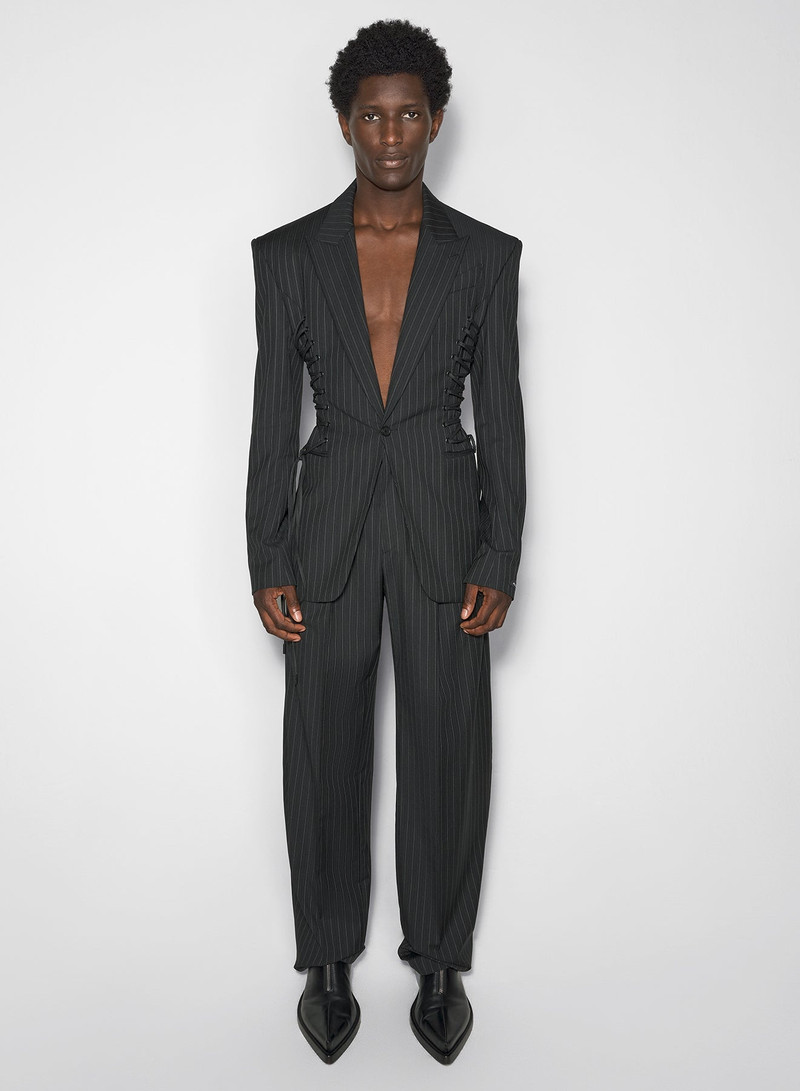 pinstripe laced up tailored trousers 1