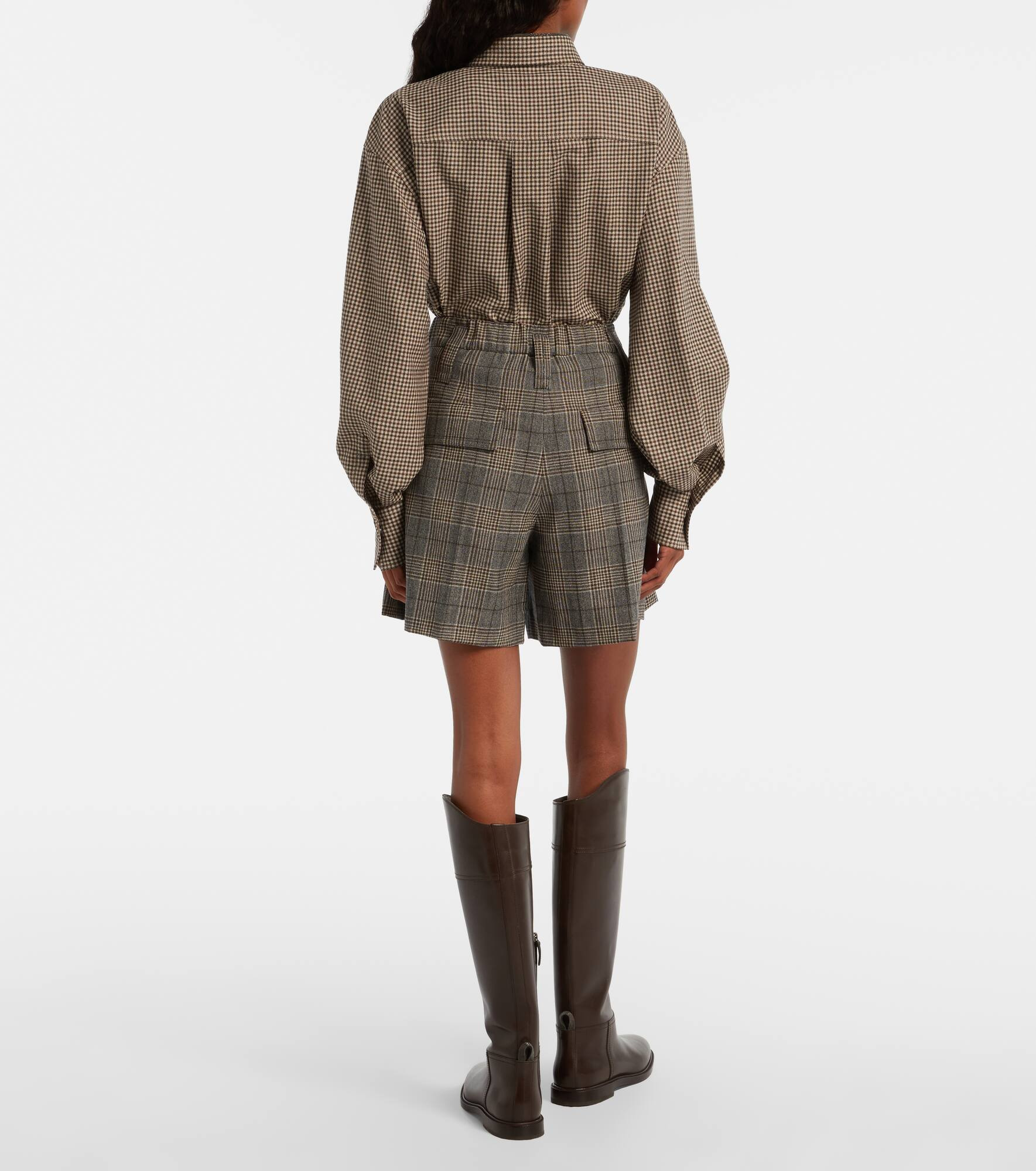 Checked virgin wool shorts - 3