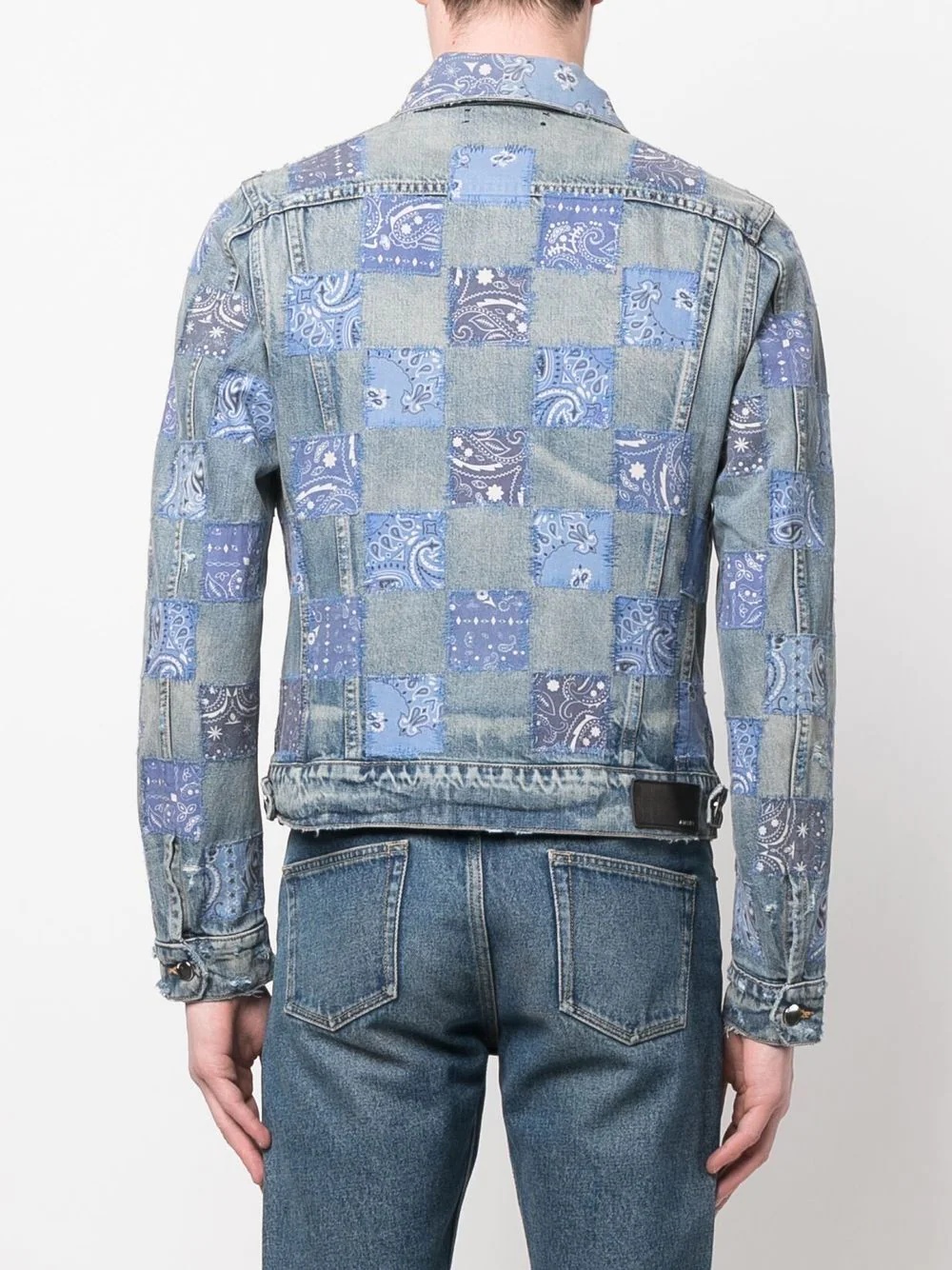 bandana-patchwork denim jacket - 4