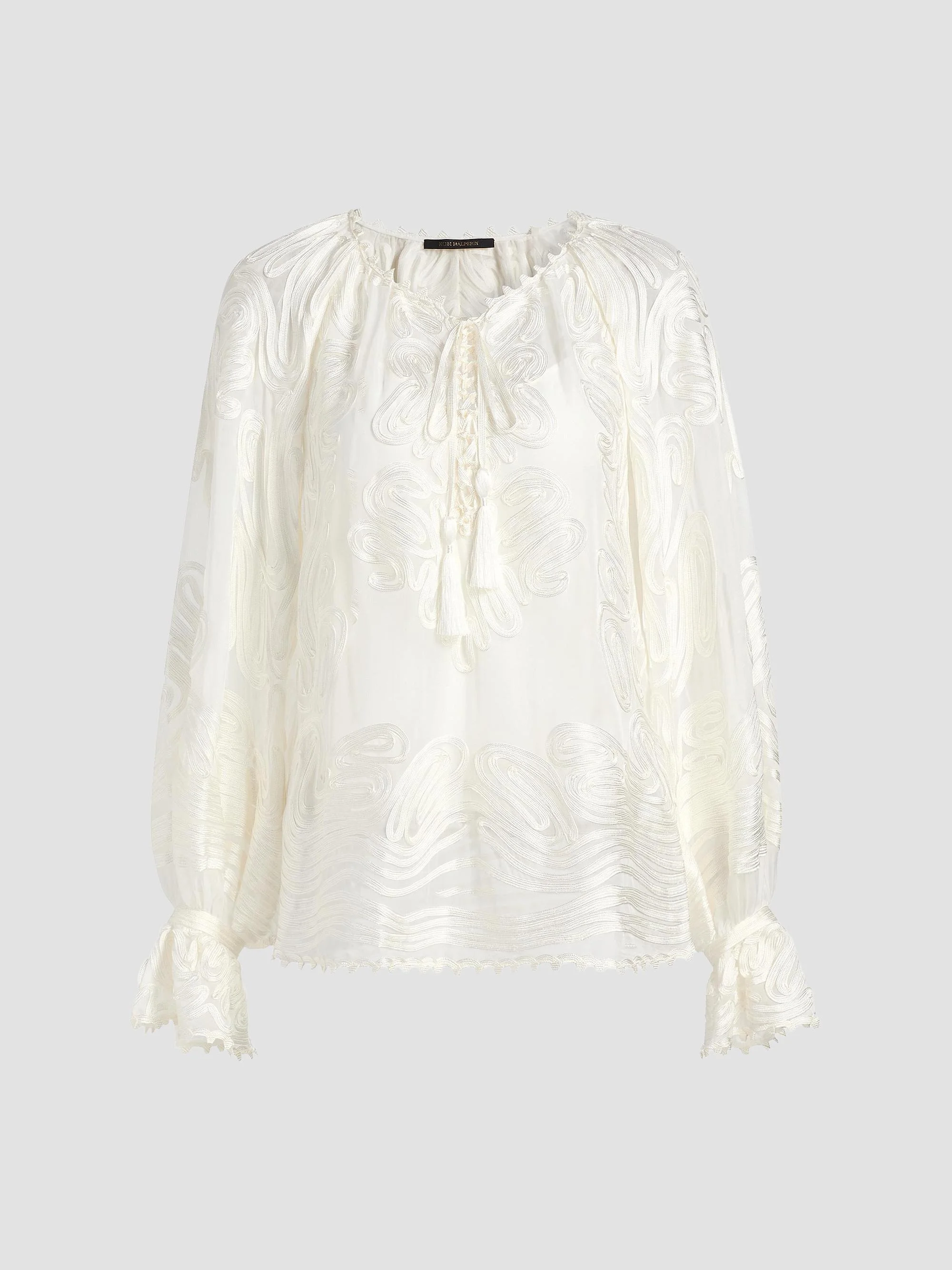 Women's Florence Embroidered Sheer Blouse - Ivory - 1