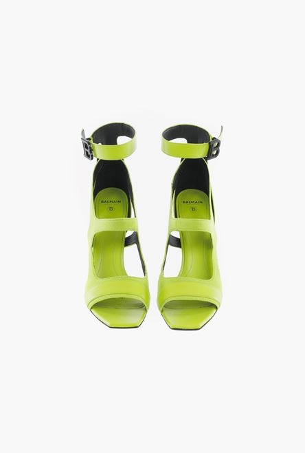 Lime green leather and knit Selena sandals - 4