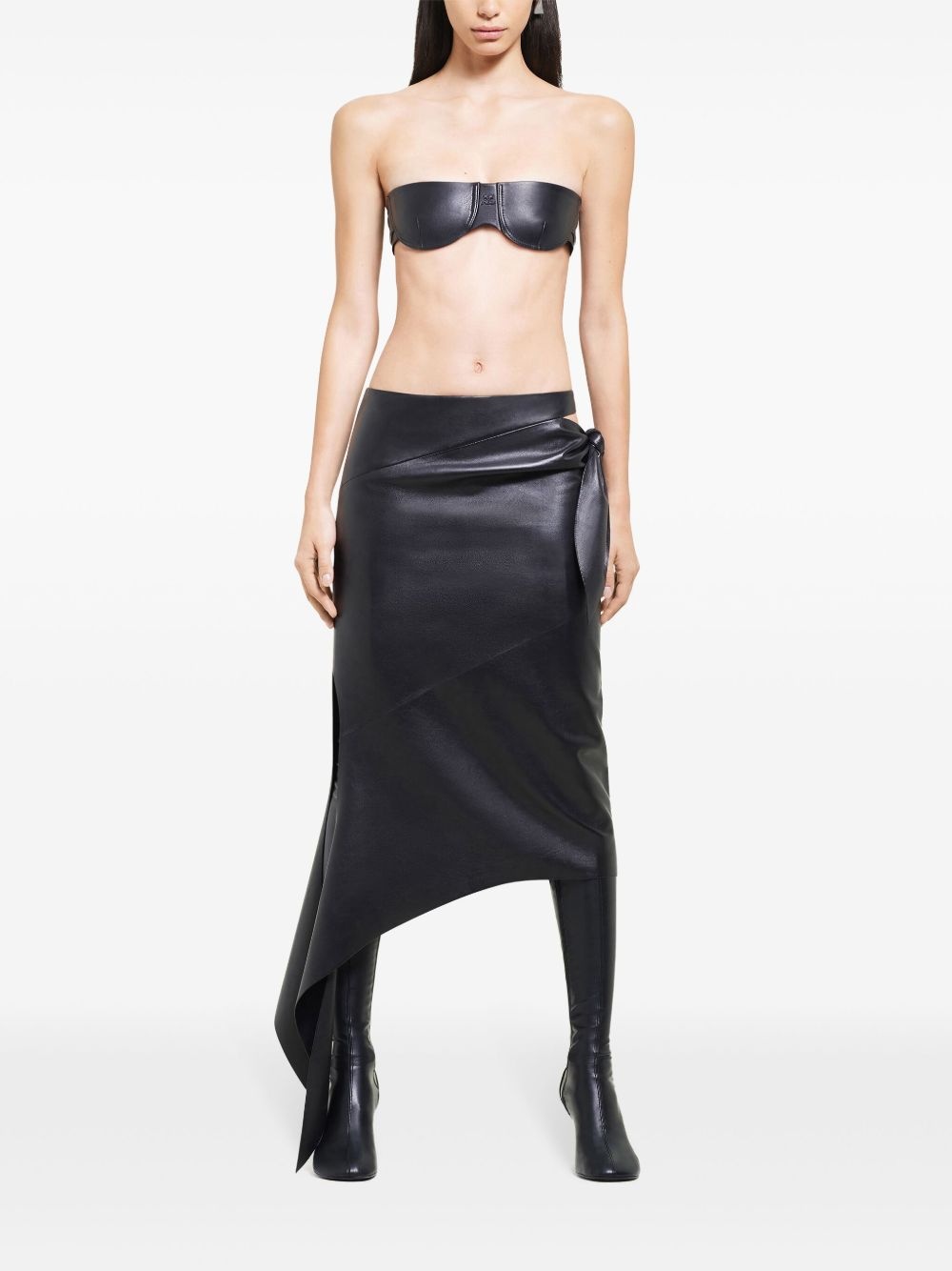 slash leather skirt - 2