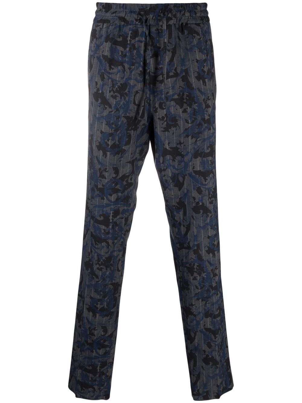 baroque-pattern print straight-leg trousers - 1