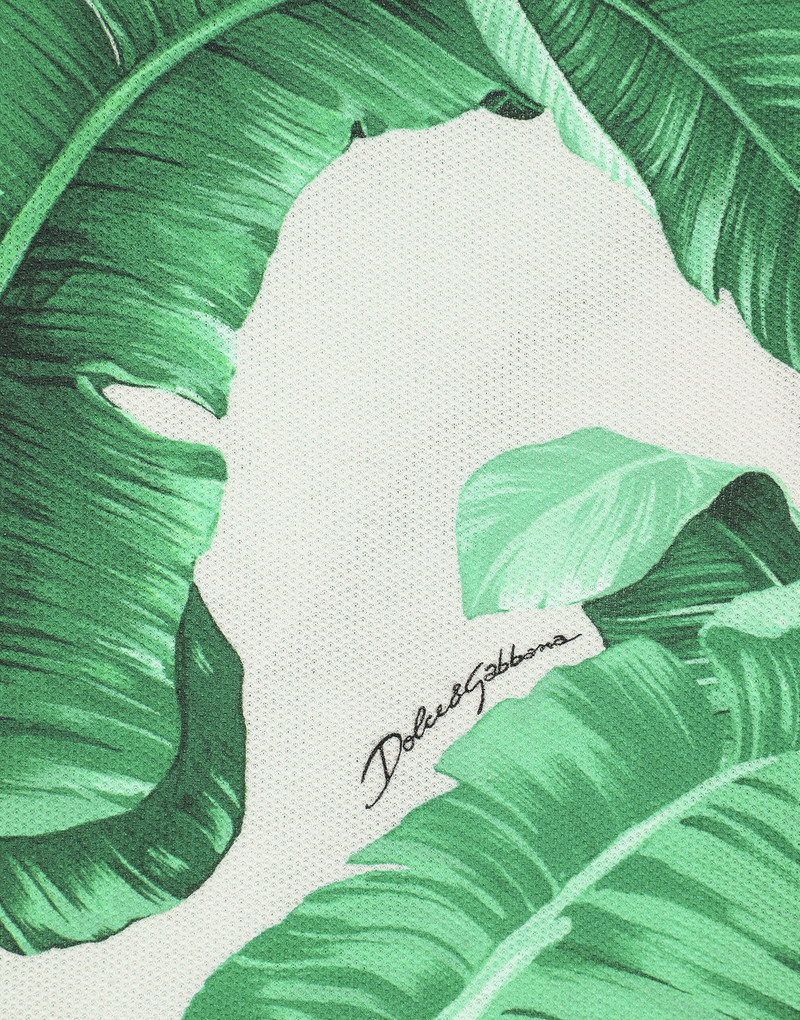 Oversize polo-shirt with banana tree print 4