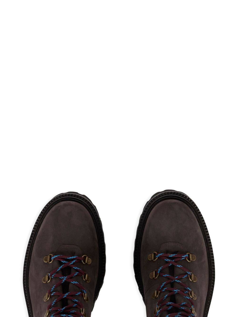 patterned-collar lace-up boots - 4