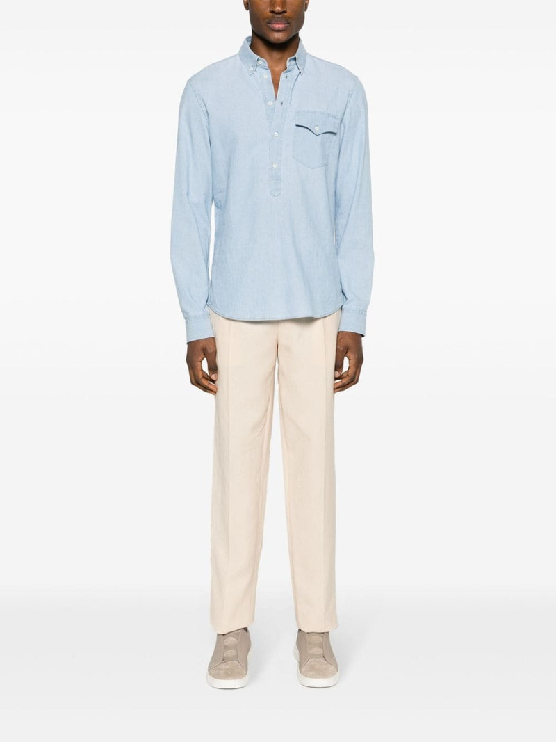 ZEGNA Oasi tapered-leg linen trousers outlook