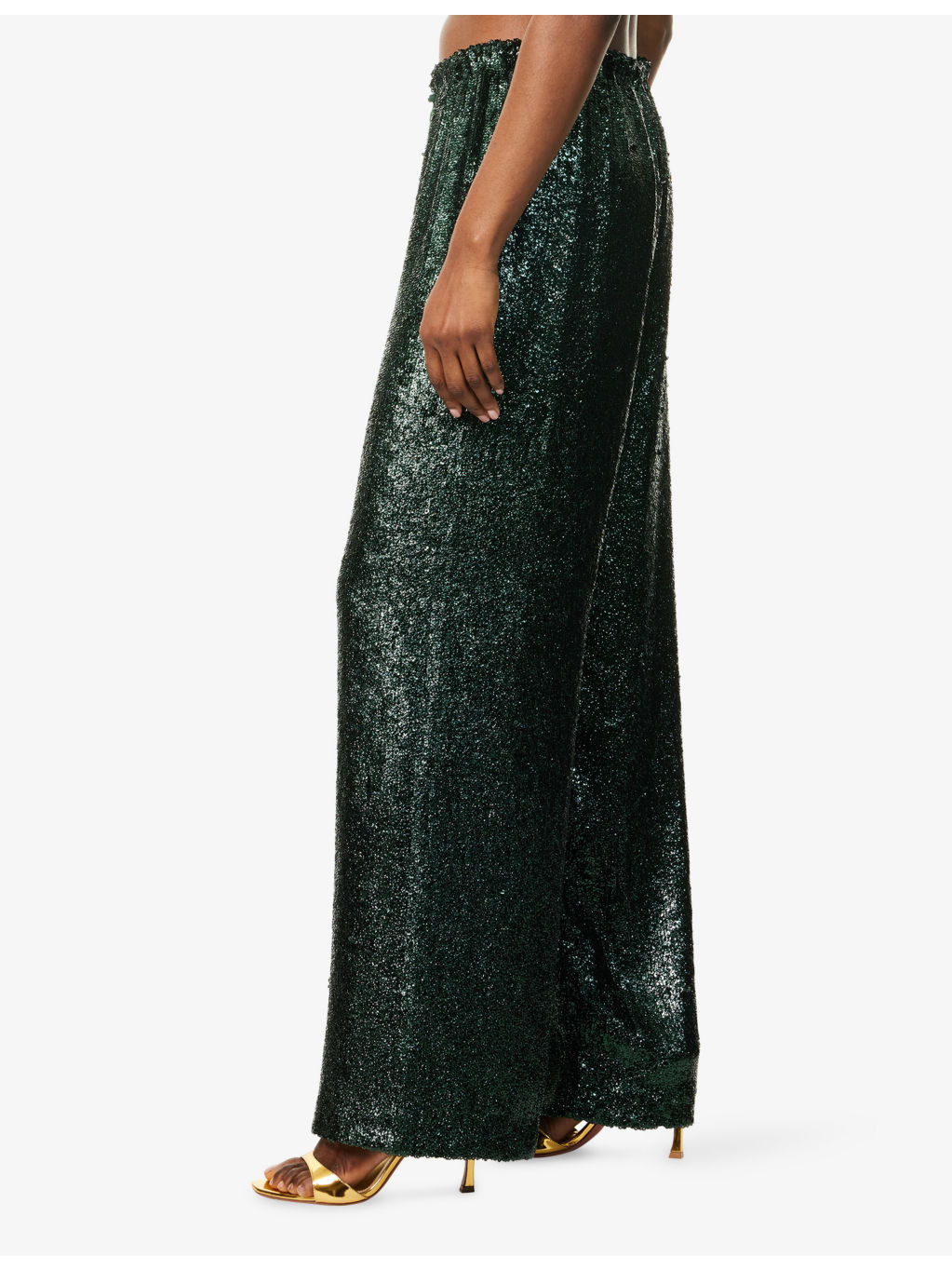 Sequin-Embellished Wide-Leg Woven Trousers - 3