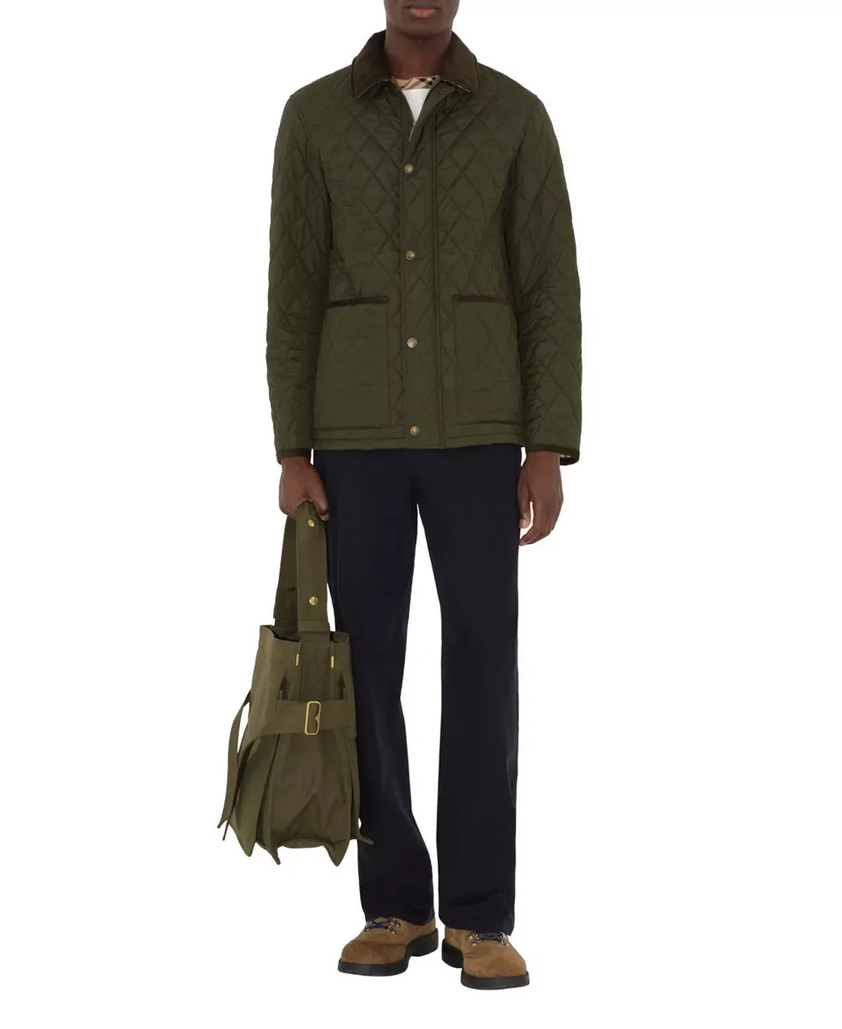 Micro Check-stitch Nylon Blend Bomber Jacket - 1