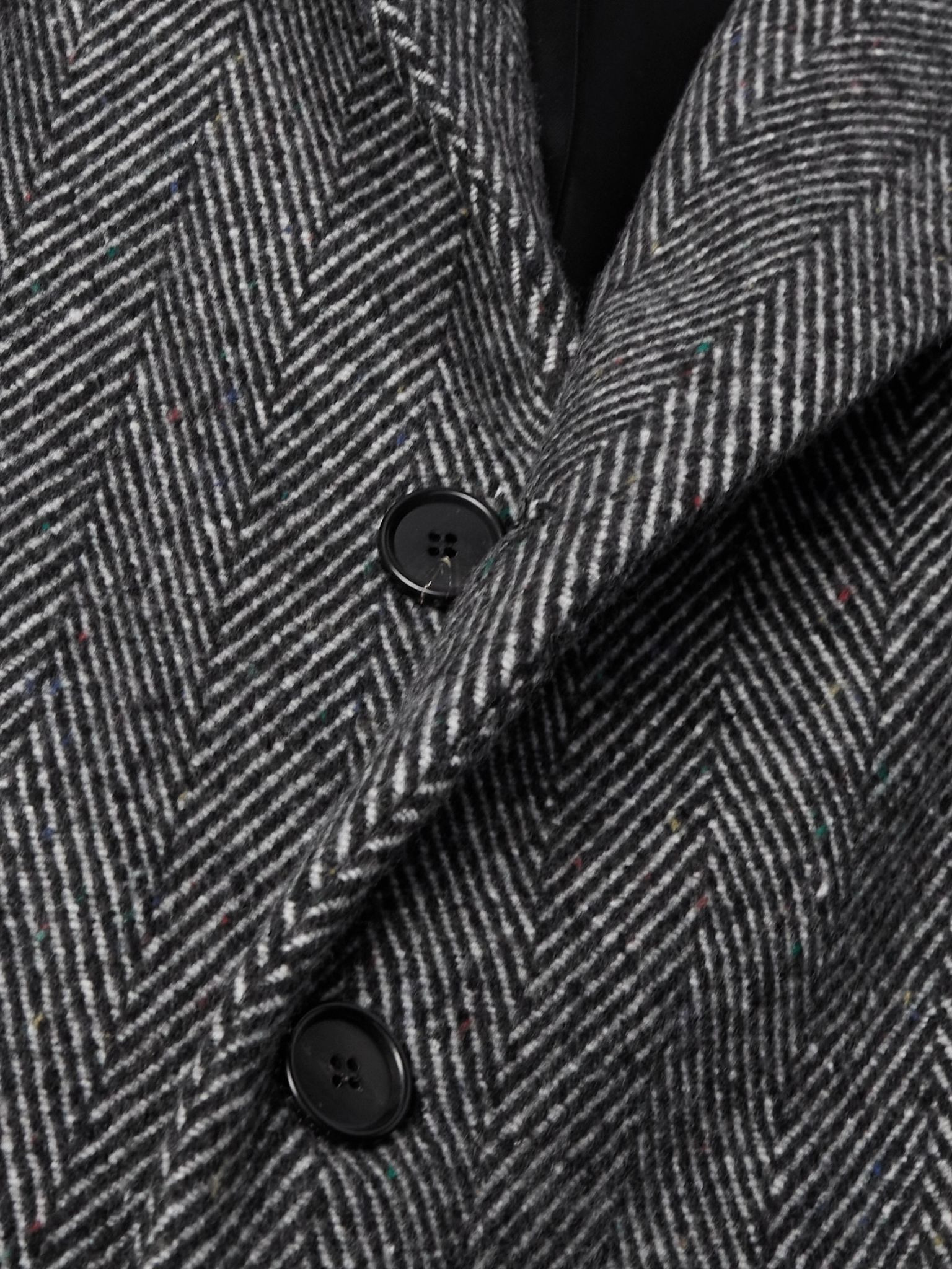 Herringbone Wool-Blend Coat Gray - 5