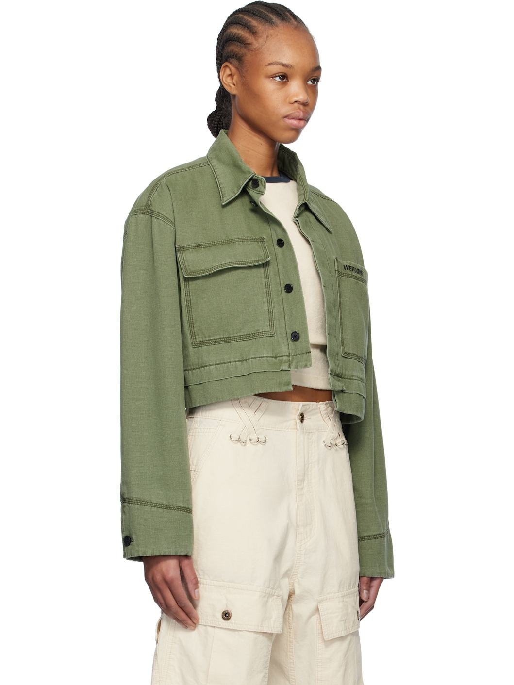 Khaki Cropped Work Jacket - 2