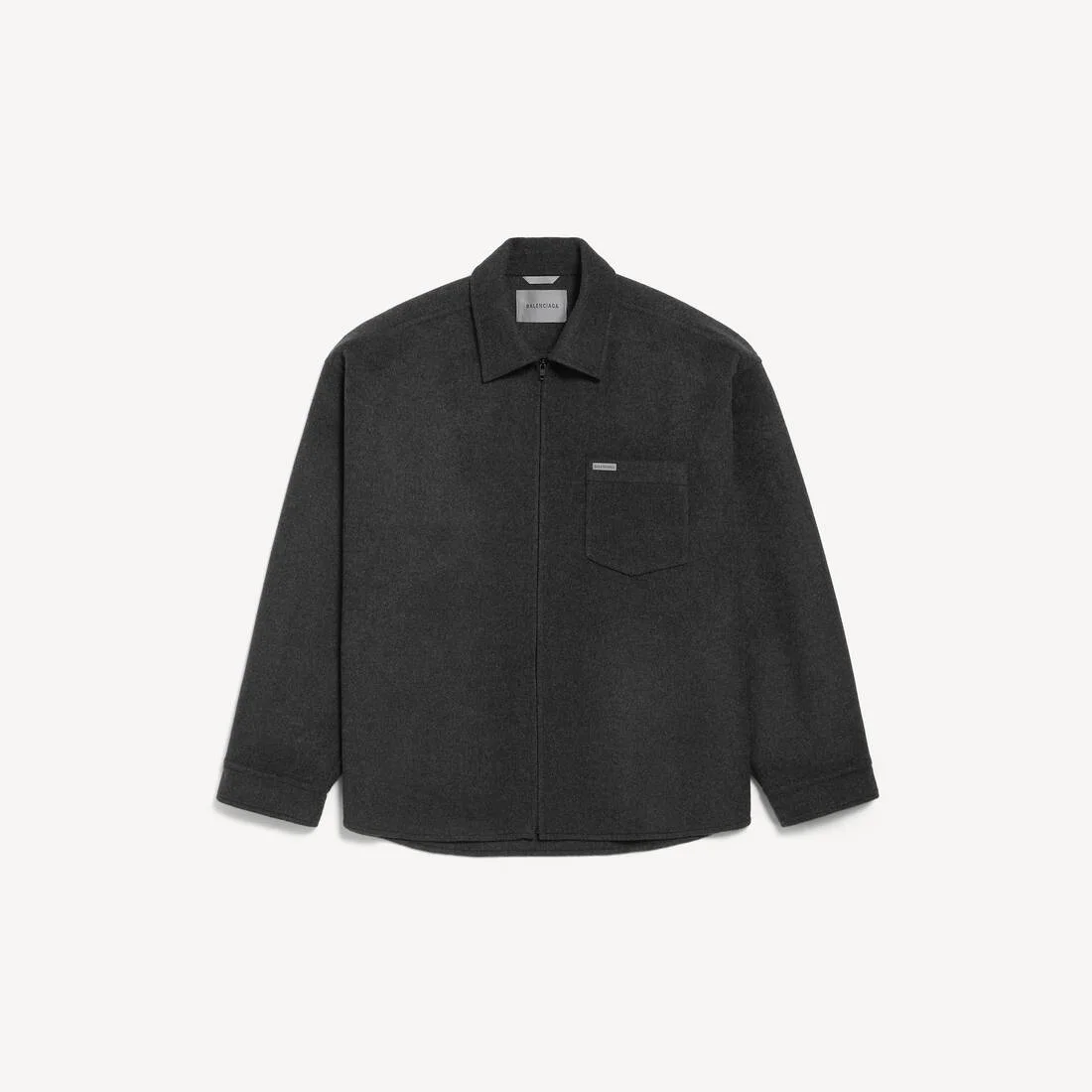 Men's Brushed Wool Overshirt in Heather Grey - 1