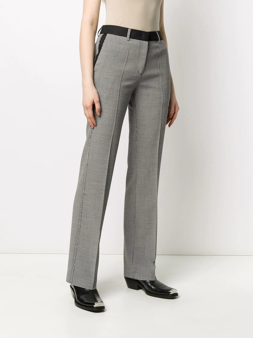 woven check tailored trousers - 3