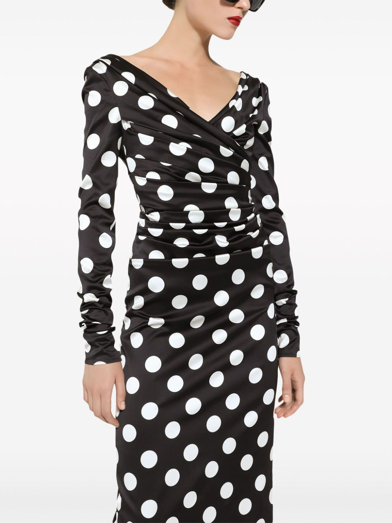 polka dot-print satin dress 5