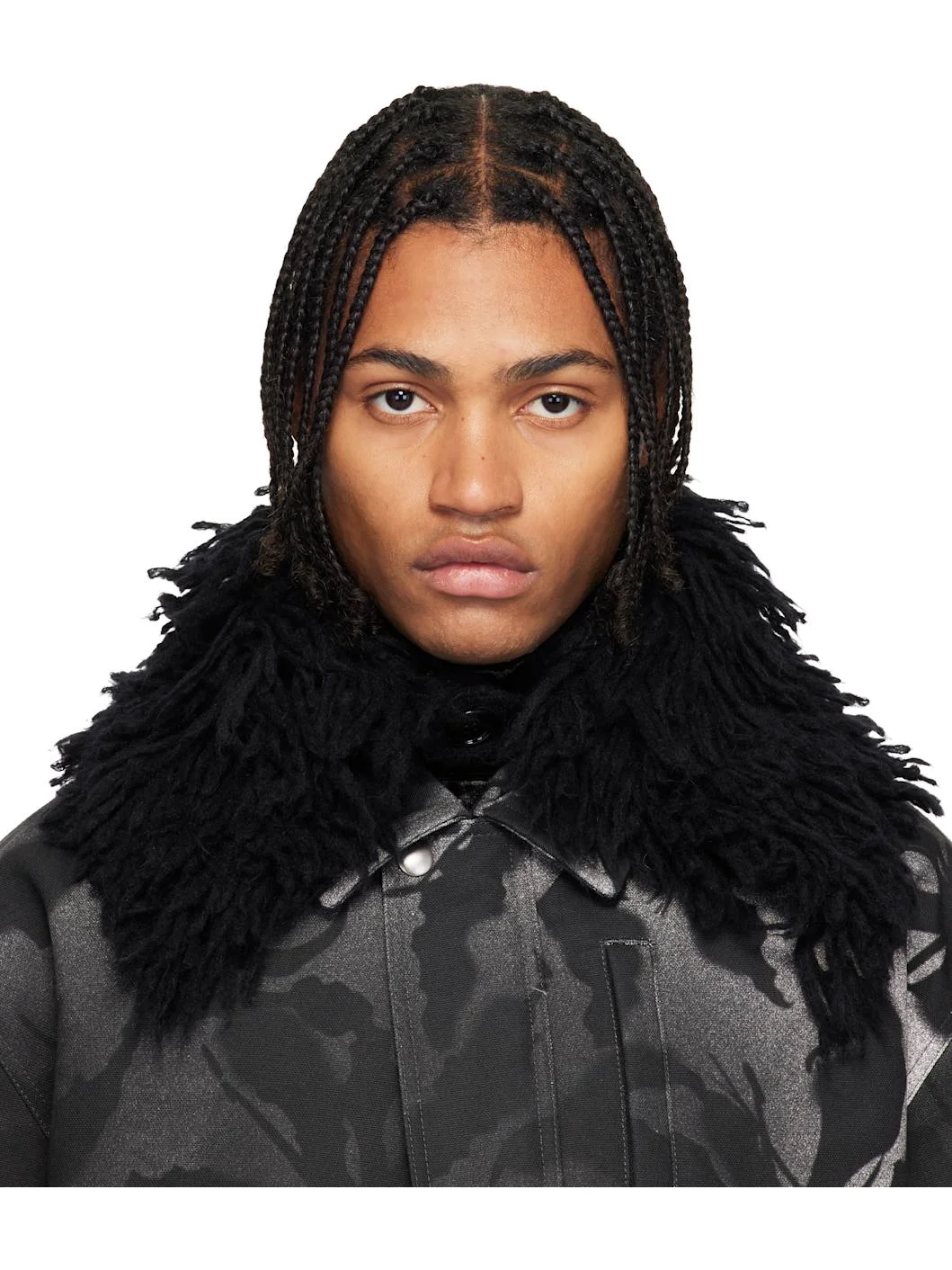 Black Shag-Knit Collar - 1