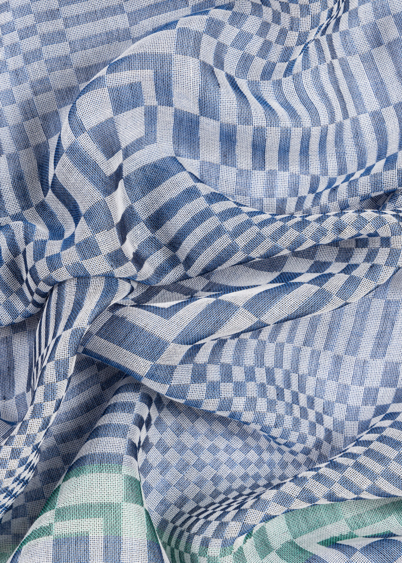 Navy 'Optical' Cotton-Blend Scarf 4