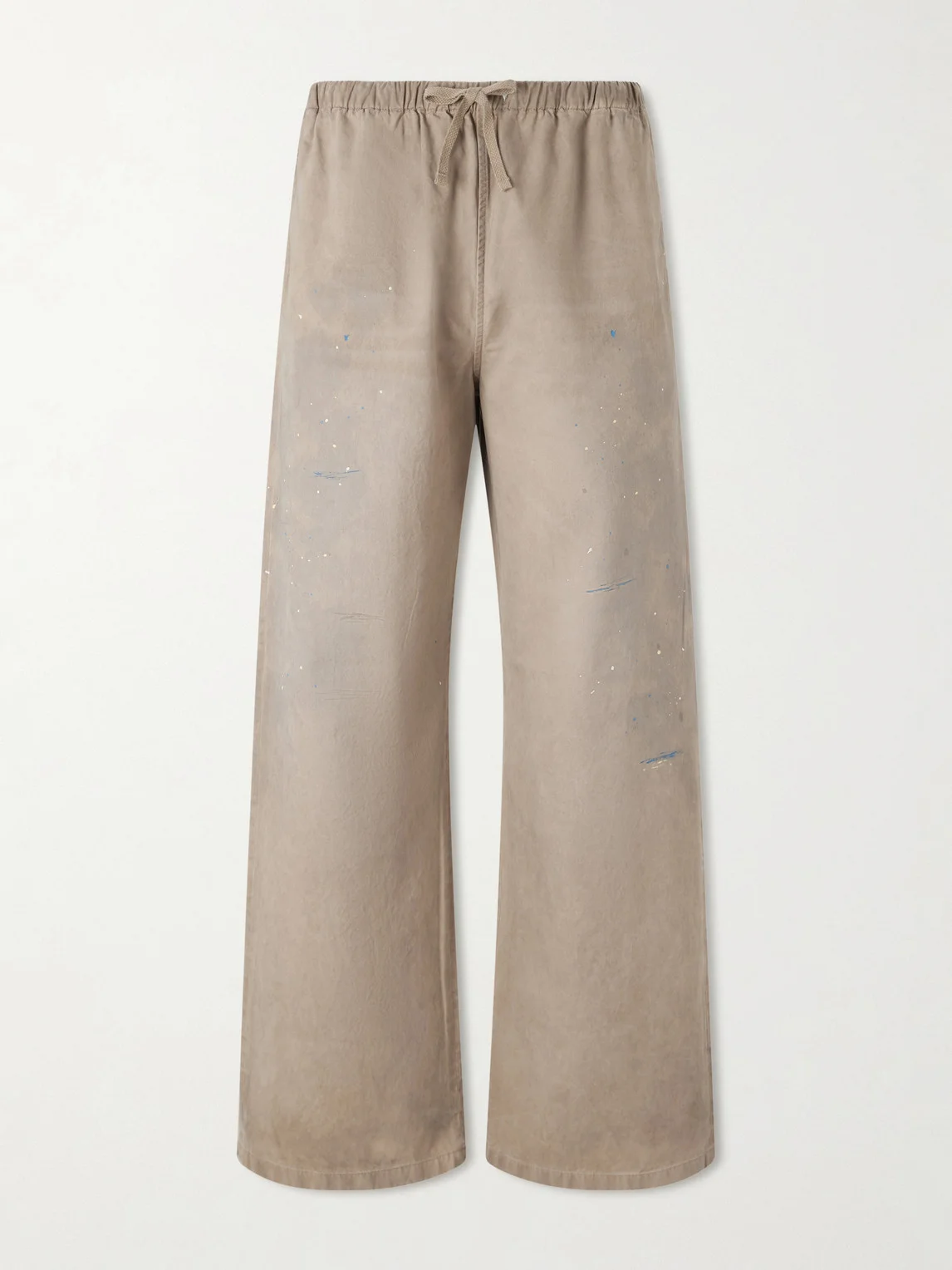 Wide-Leg Paint-Splattered Cotton-Twill Trousers - 1