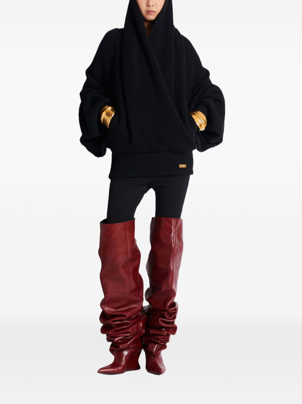 ribbed-knit hoodie - 2