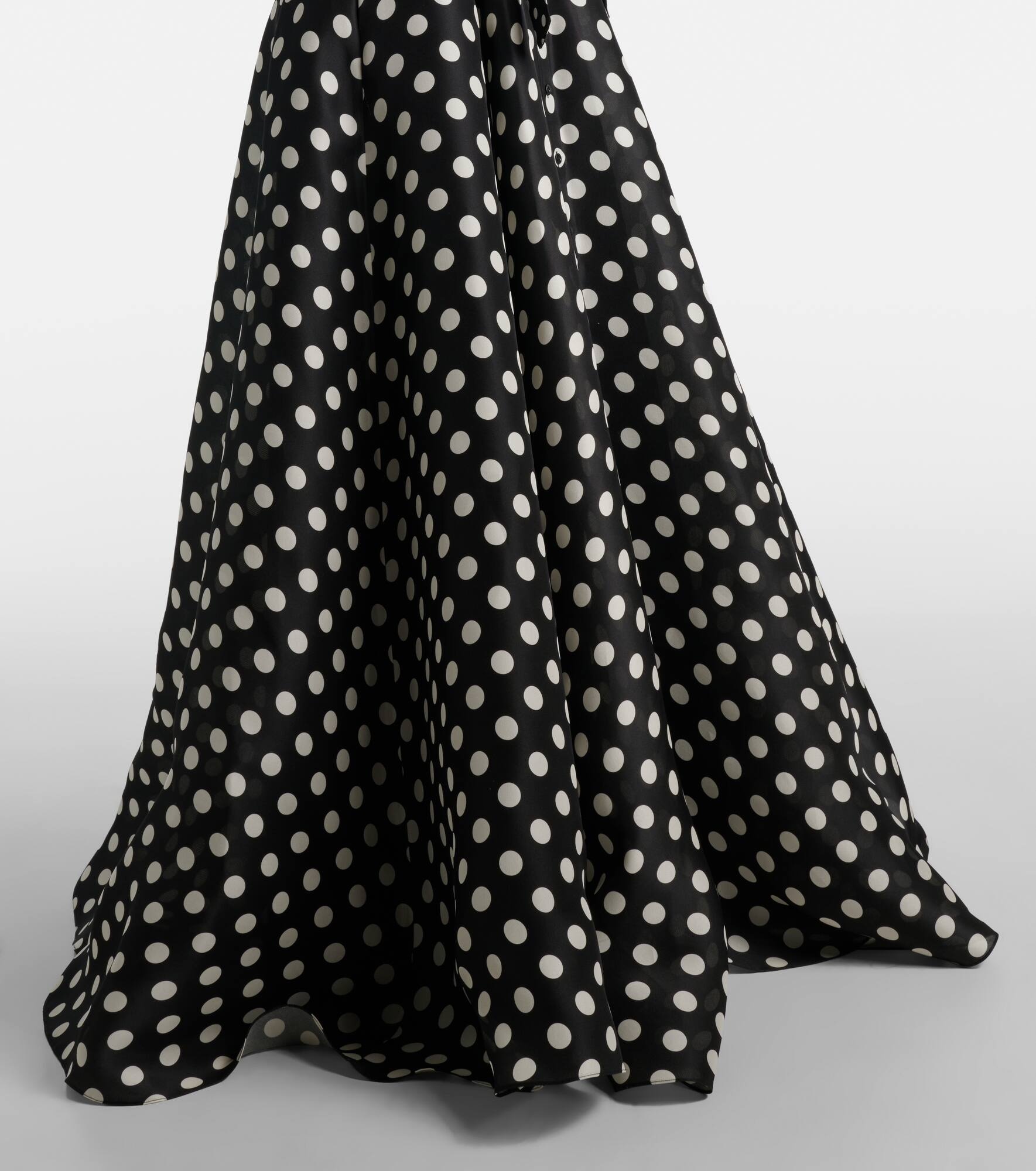 Floral-appliqué polka-dot silk gown - 6