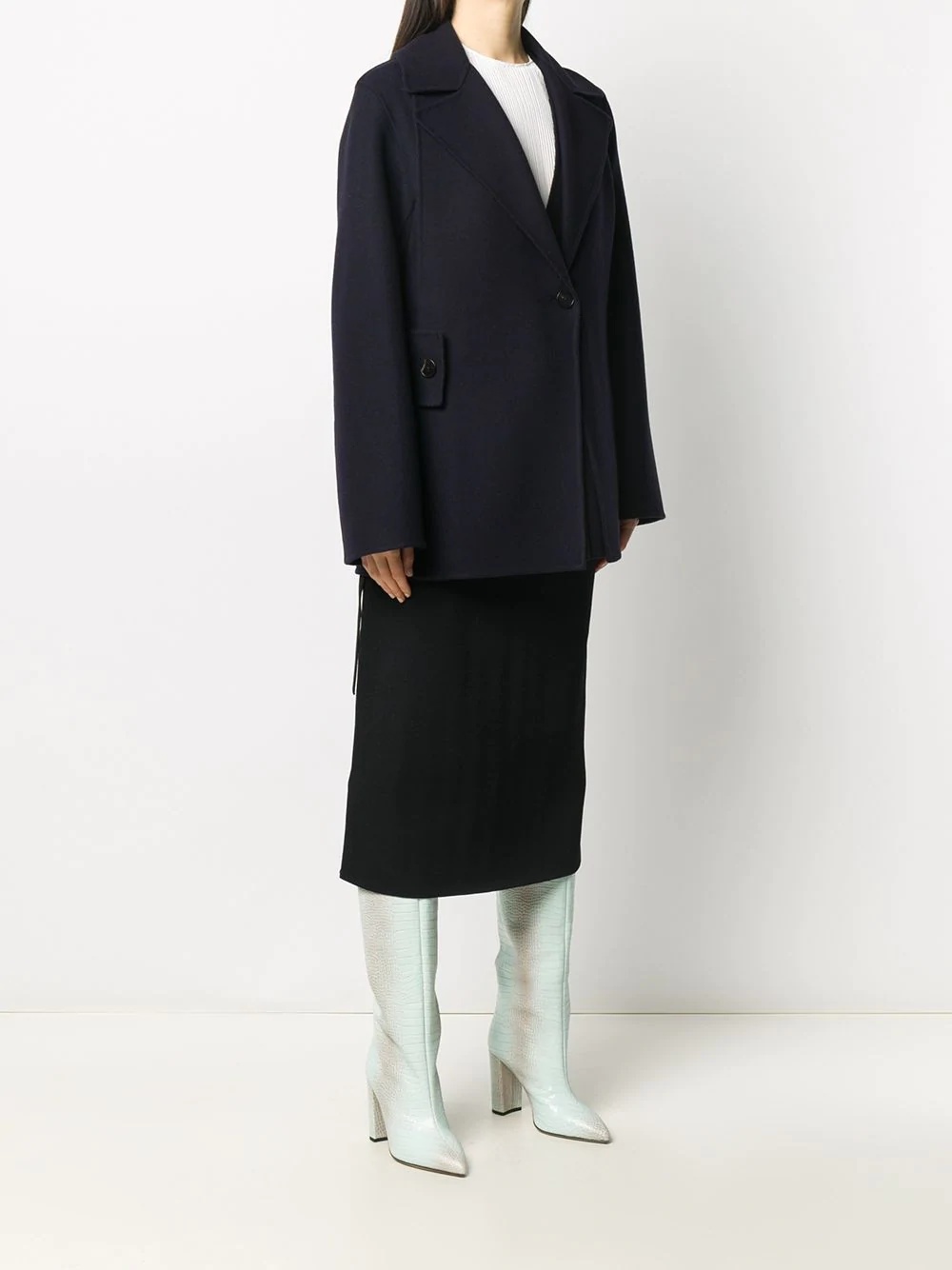 layered cashmere pea coat - 3