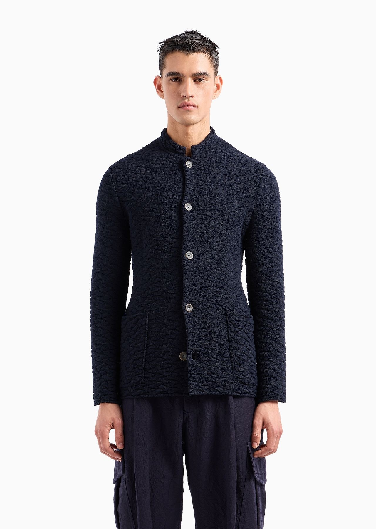 Single-breasted, knit virgin-wool jacket - 2