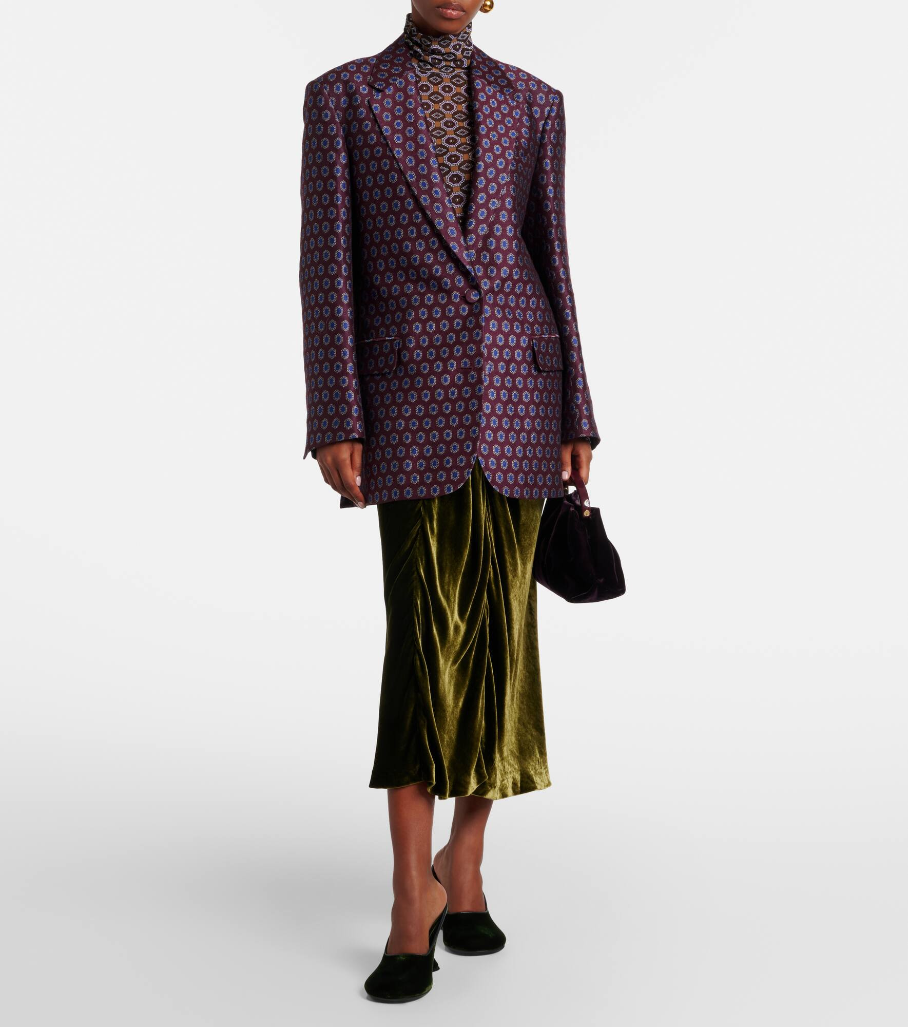 Draped velvet midi skirt - 2