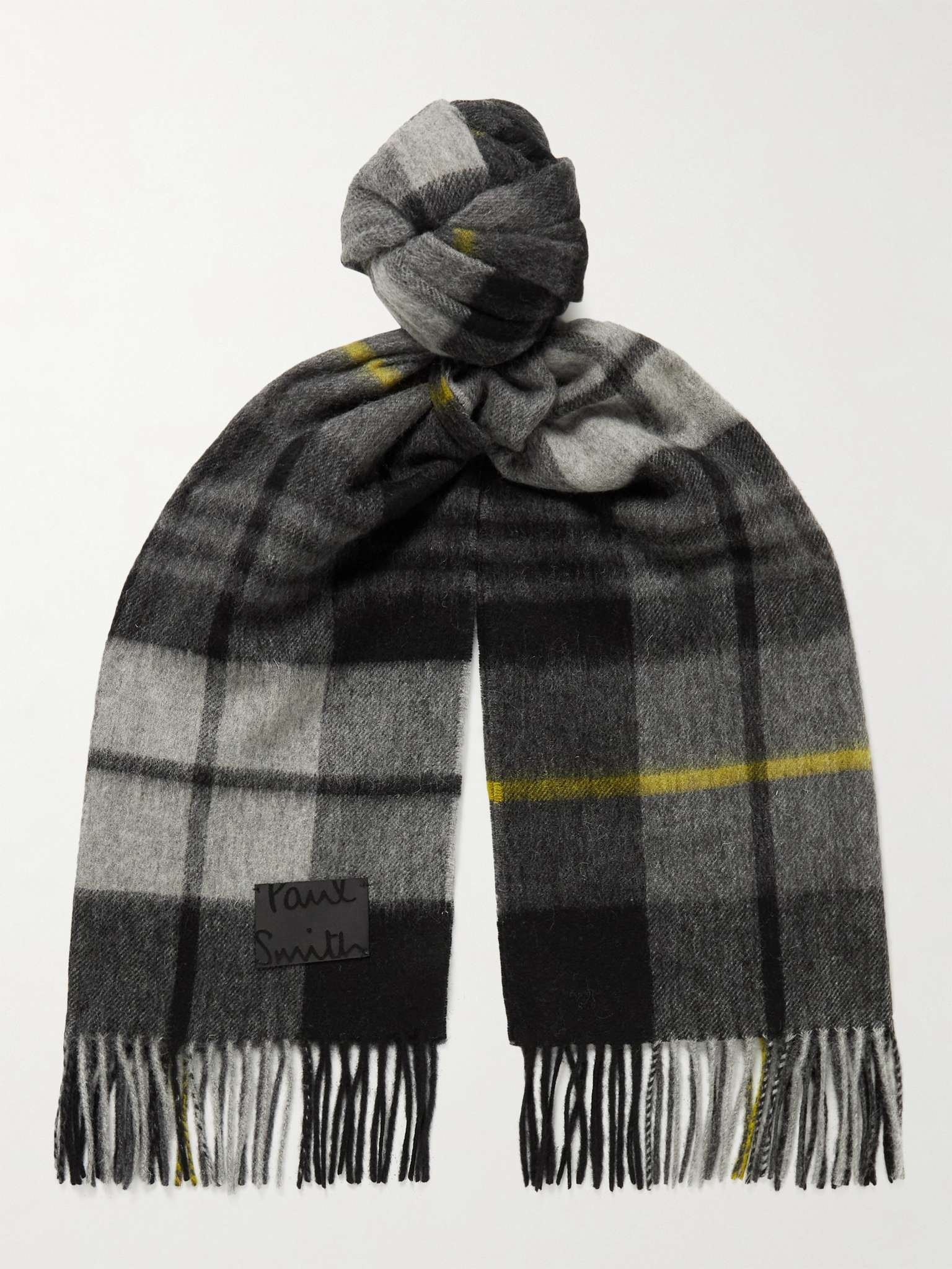 Fringed Checked Wool Scarf - 1