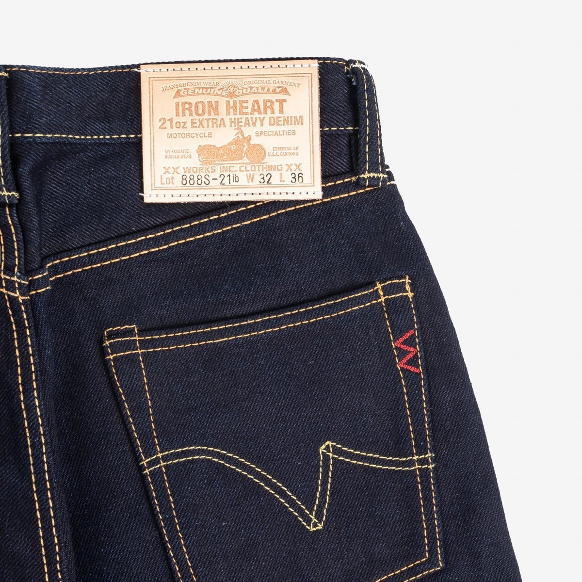 IH-888S-21ib 21oz Selvedge Denim Medium/High Rise Tapered Cut Jeans - Indigo/Black - 7