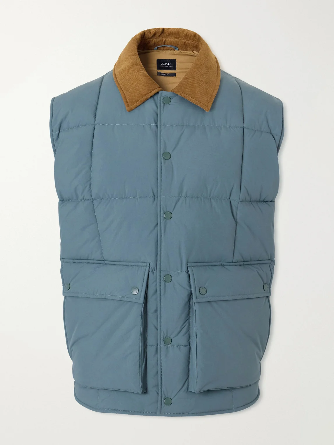 Jimmy Corduroy-Trimmed Quilted Shell Vest - 1