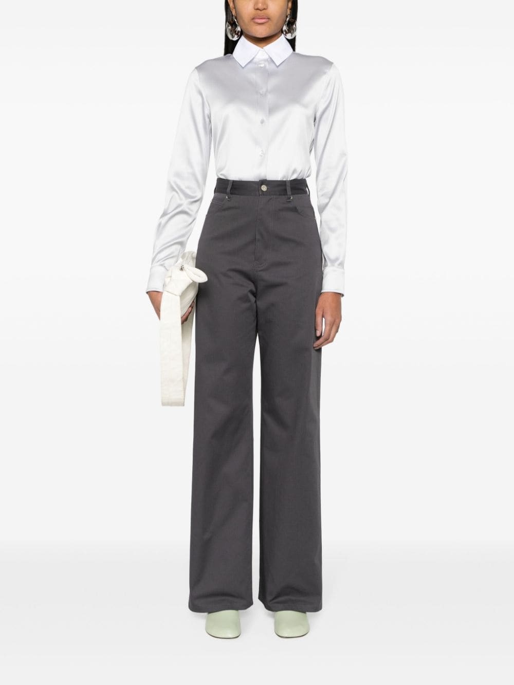 High-waisted cotton trousers - 4