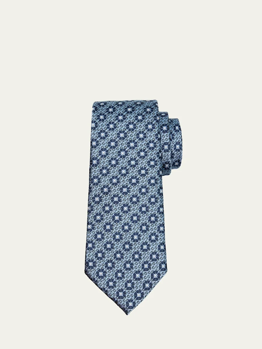 Men's Medallion Silk Jacquard Tie - 1