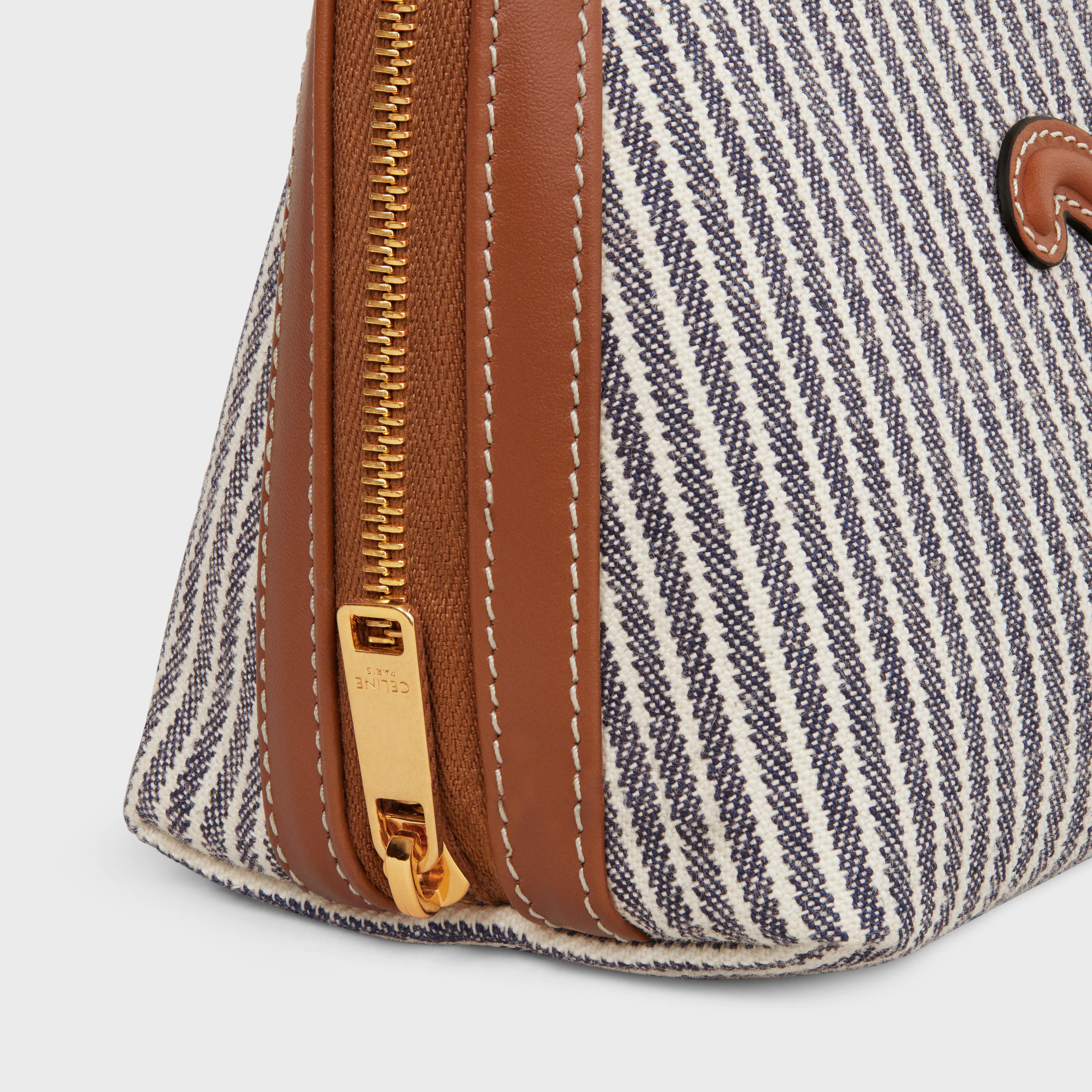 Clutch on Chain Cuir triomphe in STRIPED TEXTILE AND CALFSKIN - 5