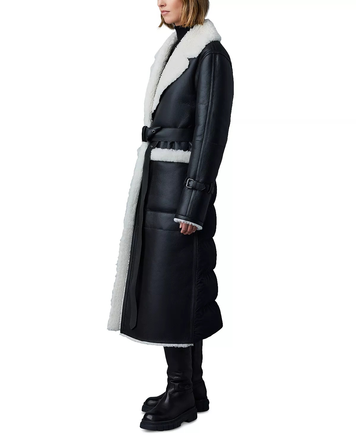 Sabreen Shearling Belted Down Coat - 3