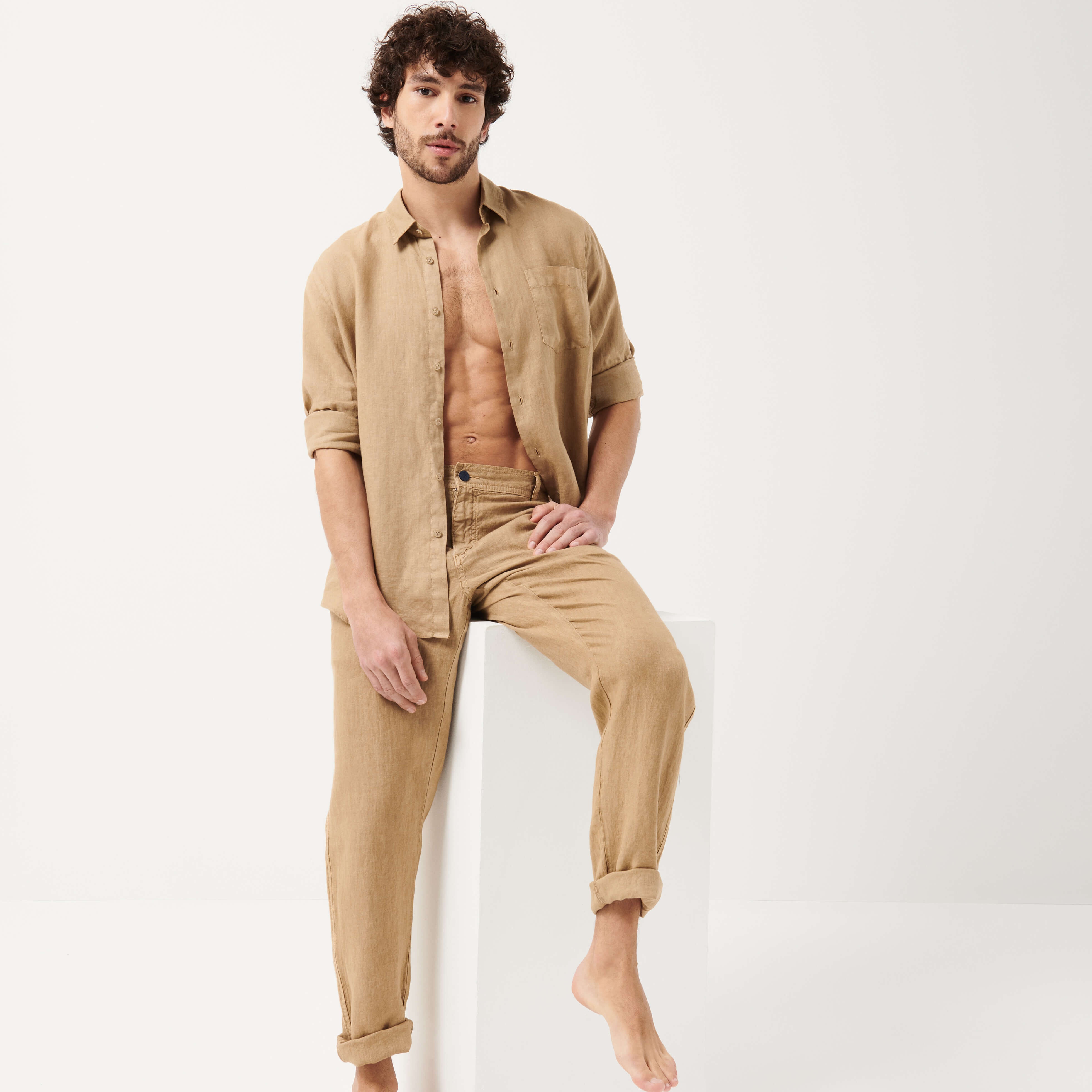 Men Linen Pants Natural Dye - 7