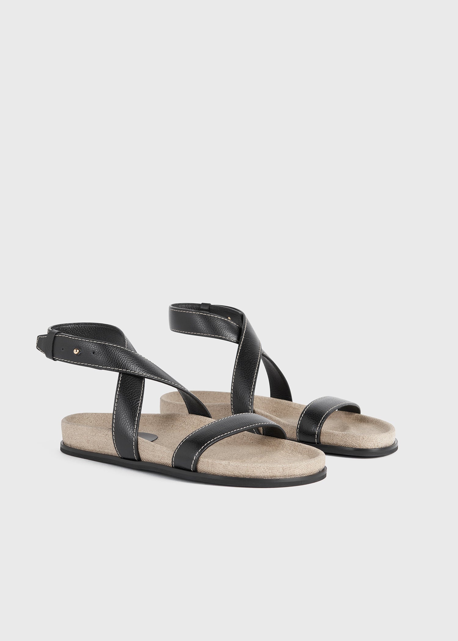 サンダル・ミュール TOTEME LEATHER CHUNKY SANDAL Totême The Leather Chunky Sandal black/ecru | REVERSIBLE
