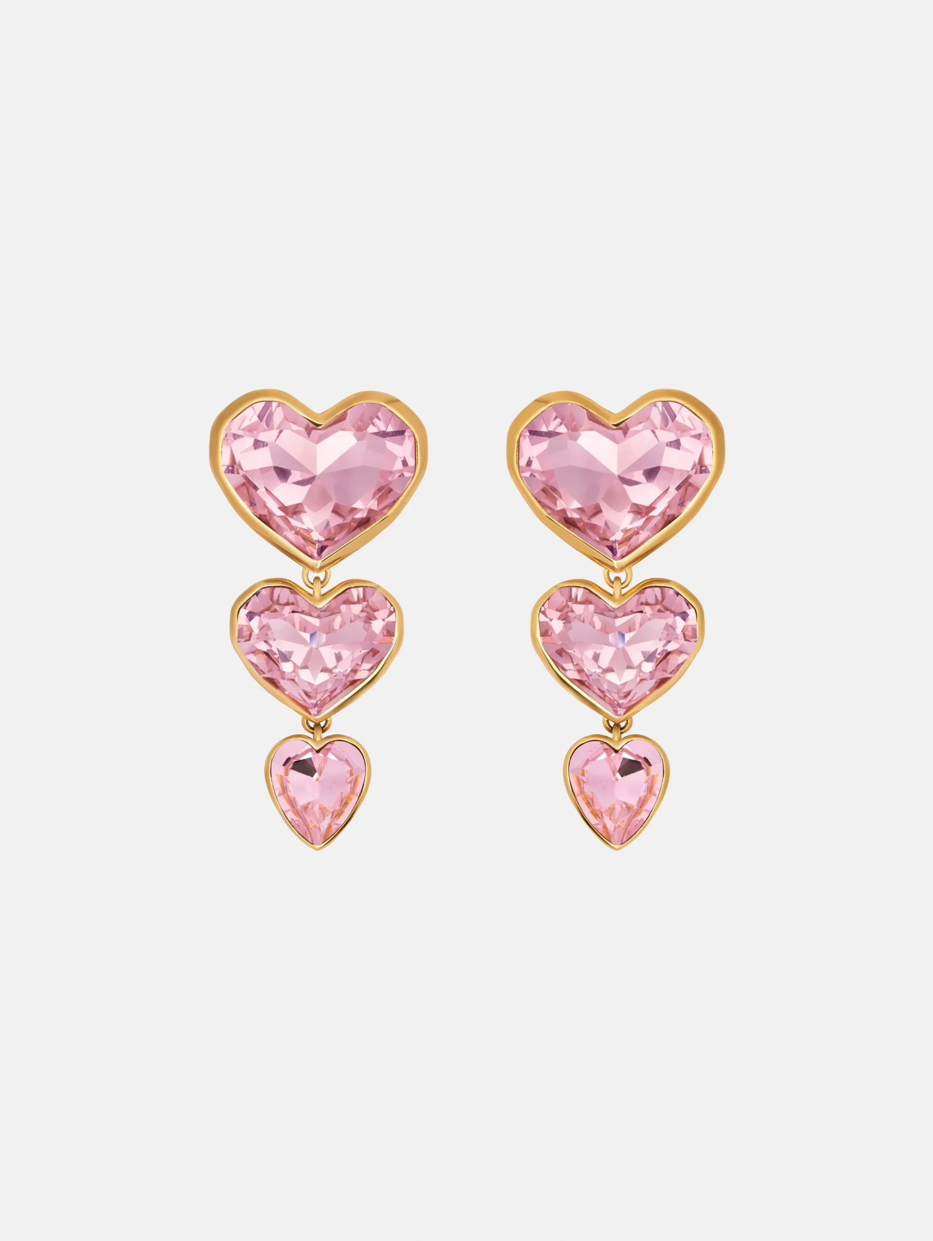 CRYSTAL HEART DROP CLIP-ON EARRINGS - 1