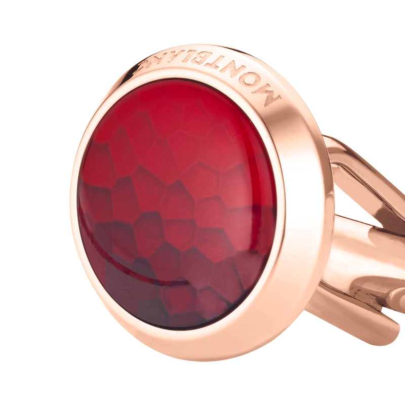 Montblanc Round Cufflinks in Steel with Red Inlay outlook