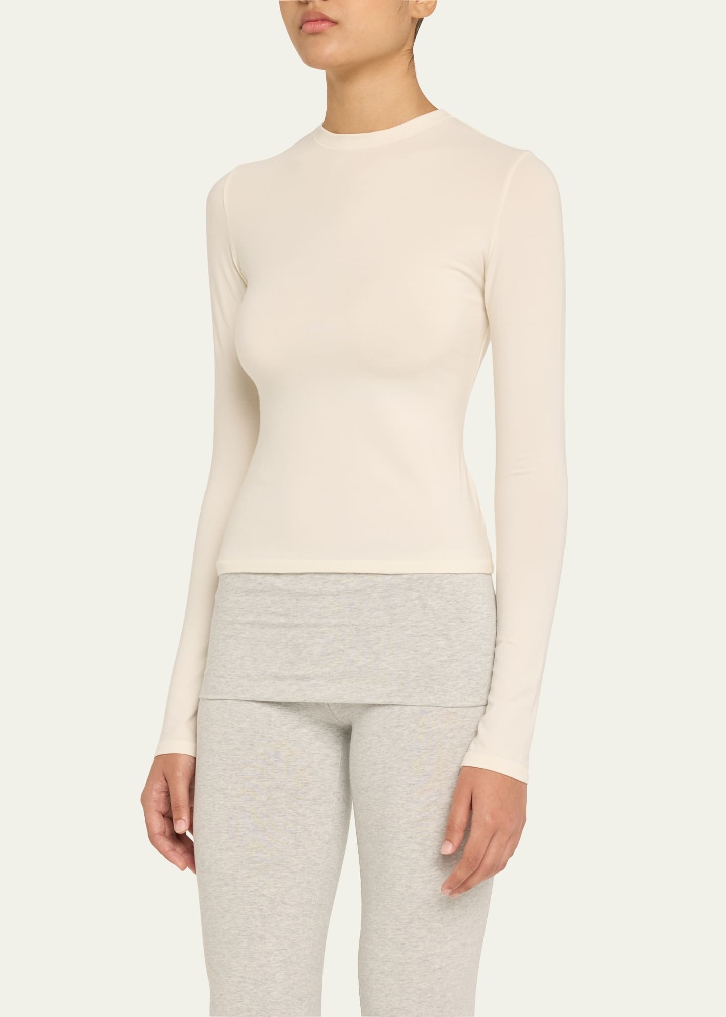 Cotton Jersey Long-Sleeve Crewneck T-Shirt - 4