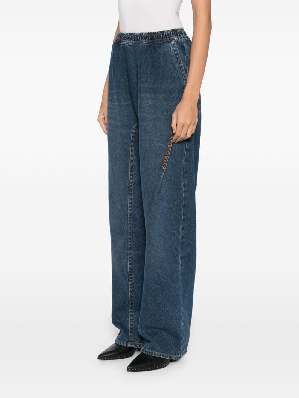 logo-embroidered jeans - 3