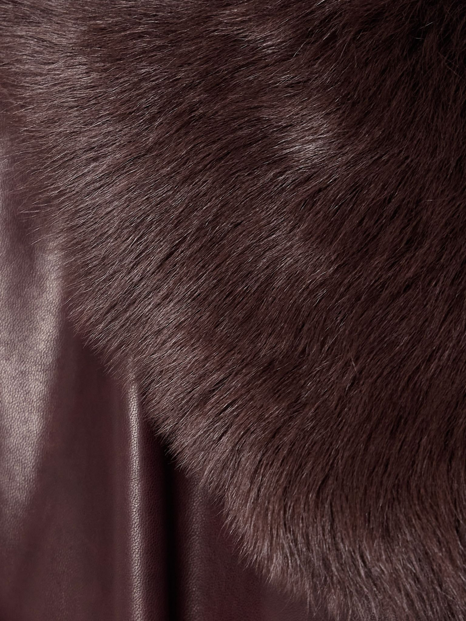 Briona belted shearling-trimmed leather coat Plum - 4